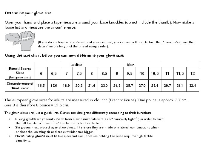 Roekckl Glove Size Guide