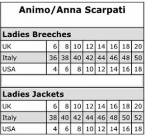 Size Guide Luxury equestrian attire for horse and rider VI Equestrian